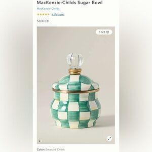 NWT! MacKenzie-Childs Sugar Bowl - Retail $100